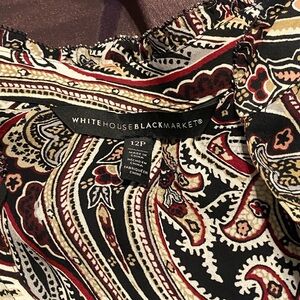 White House Black Market Paisley Top in Black, Red, and Cream